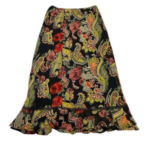Vintage Mix Nouveau Skirt Womens M Black Floral Layered Chiffon Fairy Whimsigoth